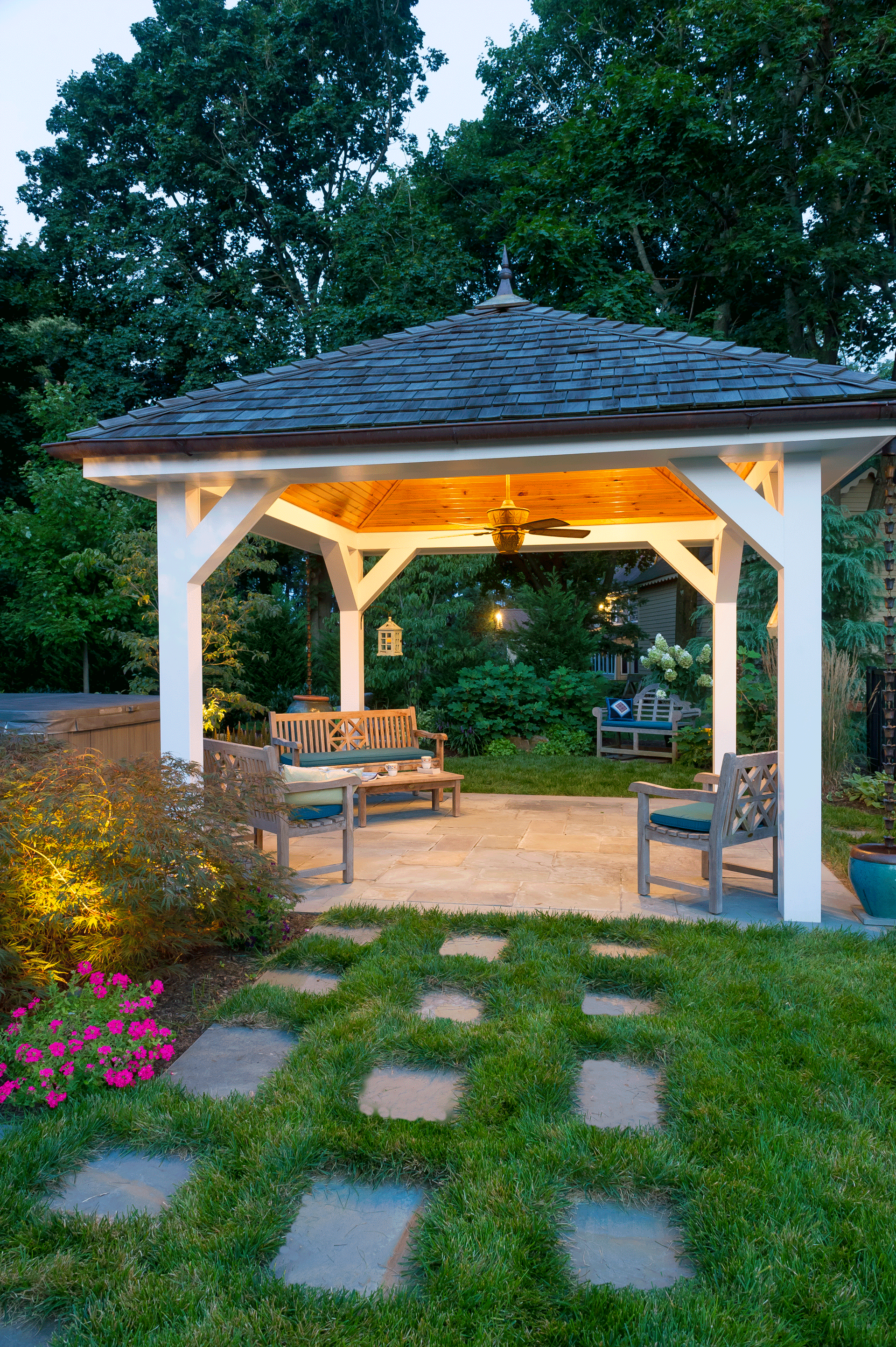 PavilionwCedarShakeRoof Gasper Landscape Design & Construction